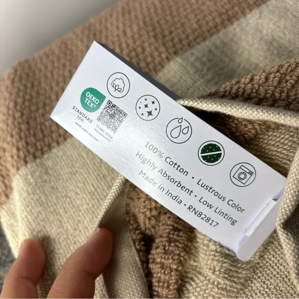Lacoste Tan and Cream Bath Towel